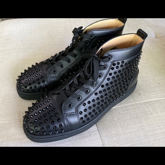 Louboutin black spike hightop sneakers size